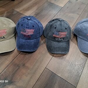 USA Flag Men Vintage Baseball Cap Lot Of 4 Adjustable Hat Multicolor Patriotic
